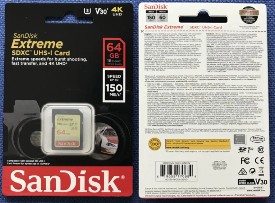 SD Memory Card U3 V30 64GB
