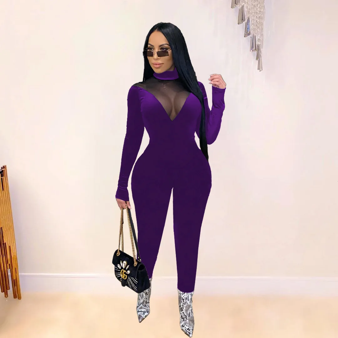 Sexy spring jumpsuits  Pants Set long sleeve jumpsuit