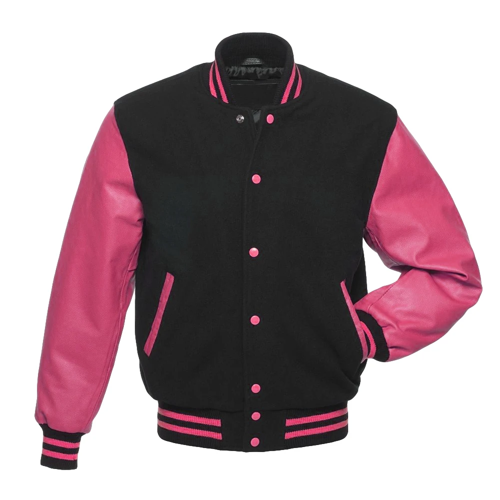 Мужская классическая Куртка черная шерстяная/Золотая кожаная куртка Varsity