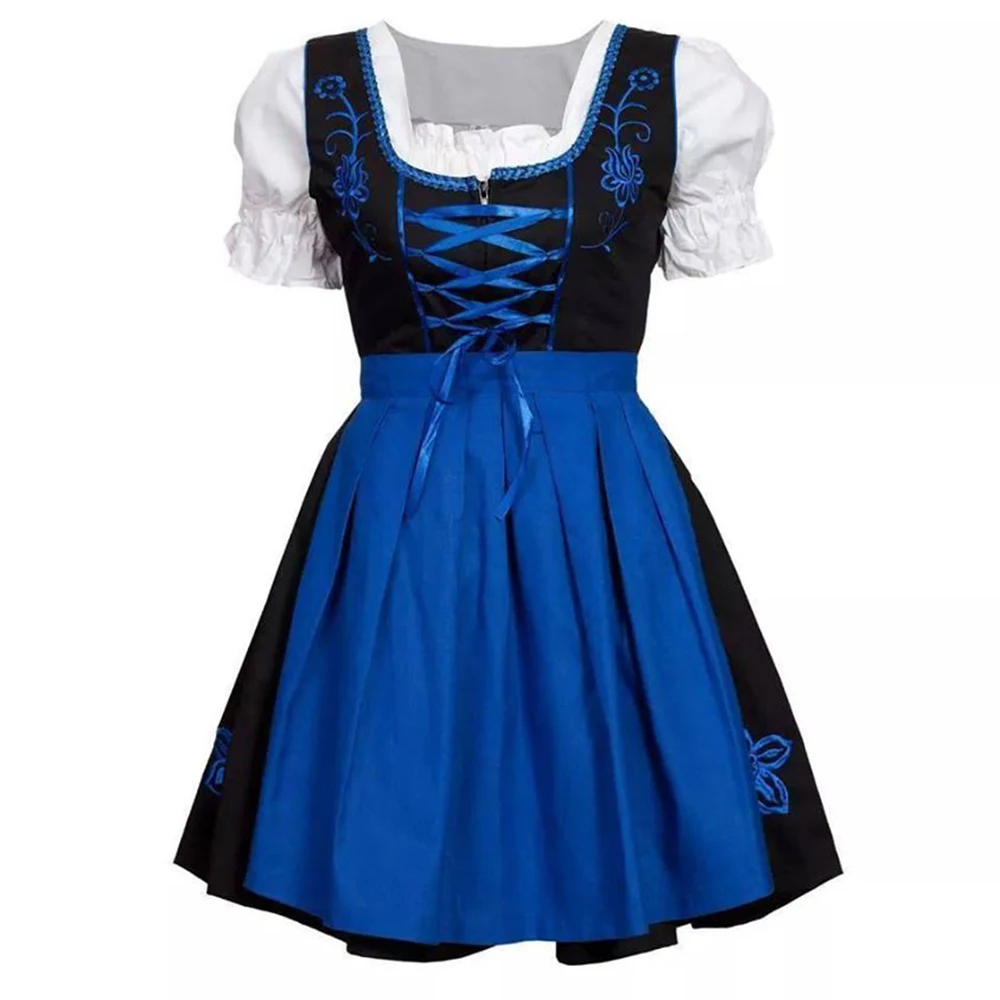 Women Medieval costume dress German Oktoberfest Midi Dirndl Dress Cosplay Costume Party Dress M-5XL plus size