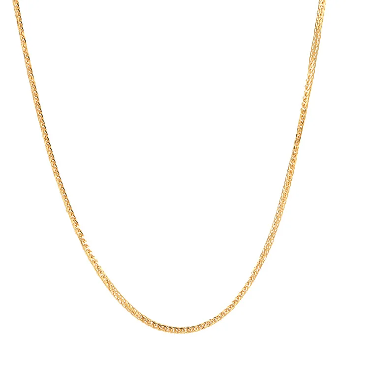 
18K solid Yellow Gold wheat chain necklace for women fine jewelry 