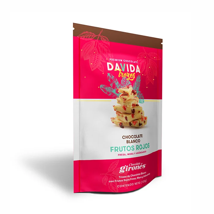 DAVIDA Wholesale Premium Creamy Sweet White Chocolate Chunks Barks with Red Berries Cocoa Snacks Sale by Bulk