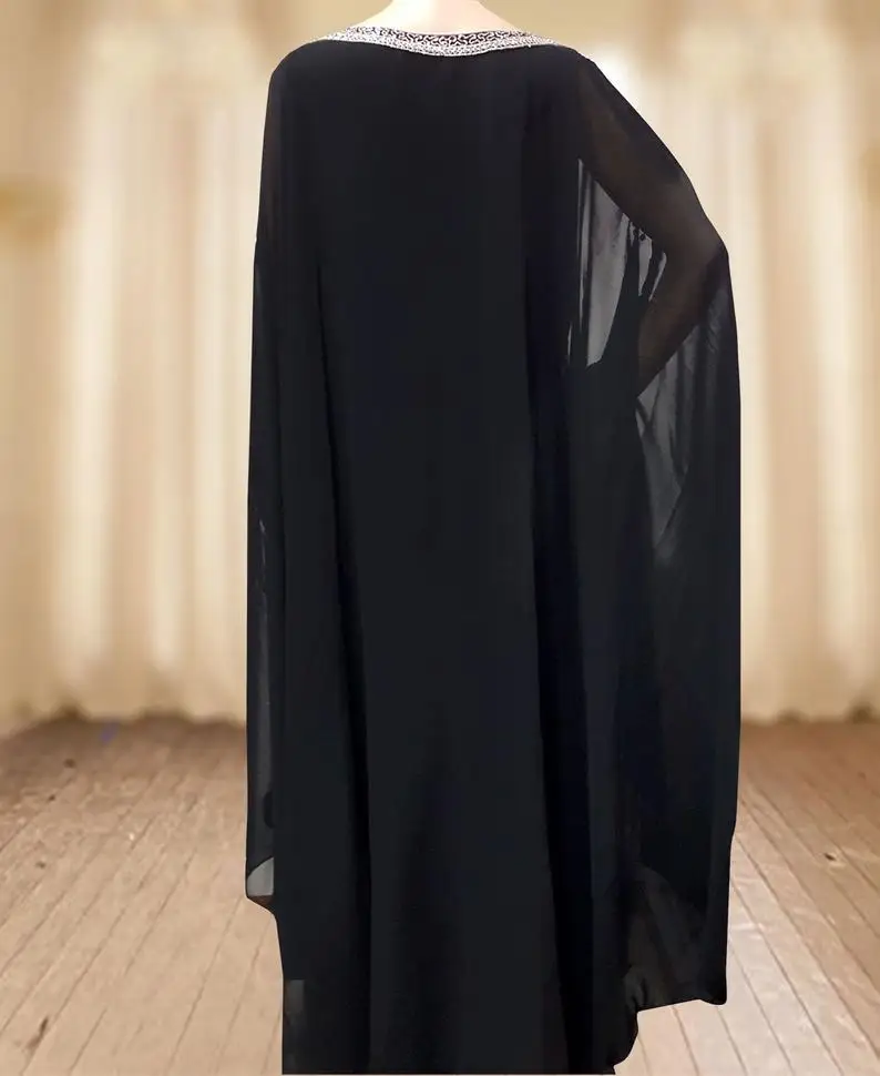 Latest Handmade Dubai Jilbab Exclusive Heavy Beaded Abhaya Kaftan For Wedding