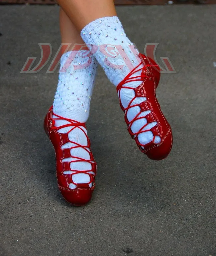 Eco-friendly material irish ghillies leather dance pomp shoes