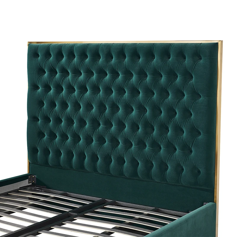 High quality king size upholstered solid wood beds frame design bedroom furniture set