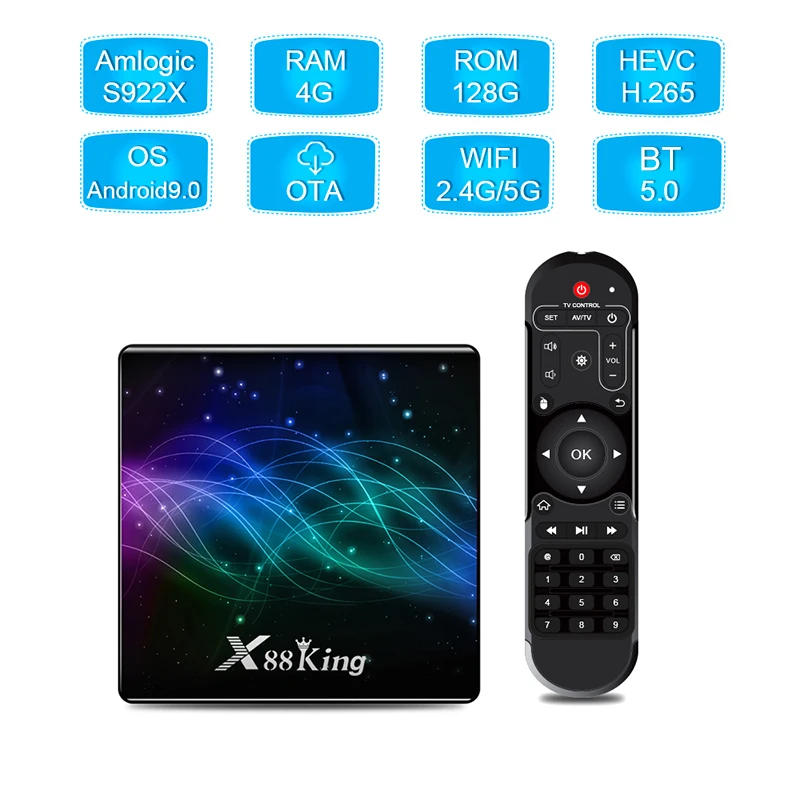  ТВ-приставка Android 6 ядер Amlogic S922X 4 + 128 ГБ Wi-Fi BT 5 0