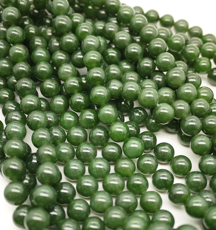 100% natural gemstone beads string 10mm green jade beads necklace