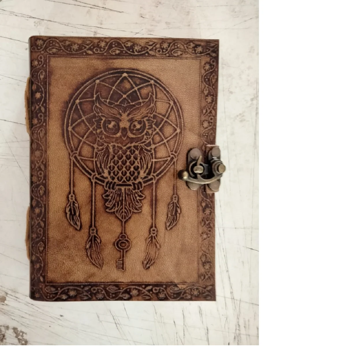 custom made brass embossed antique deckle edged paper journals