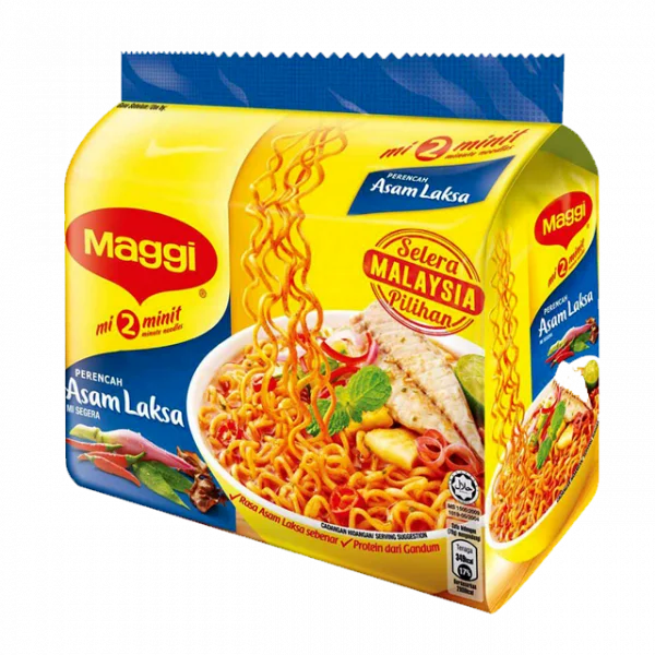 Malaysia Halal Certified Instant Spicy Asam Laksa Taste Noodles 5 x 78g