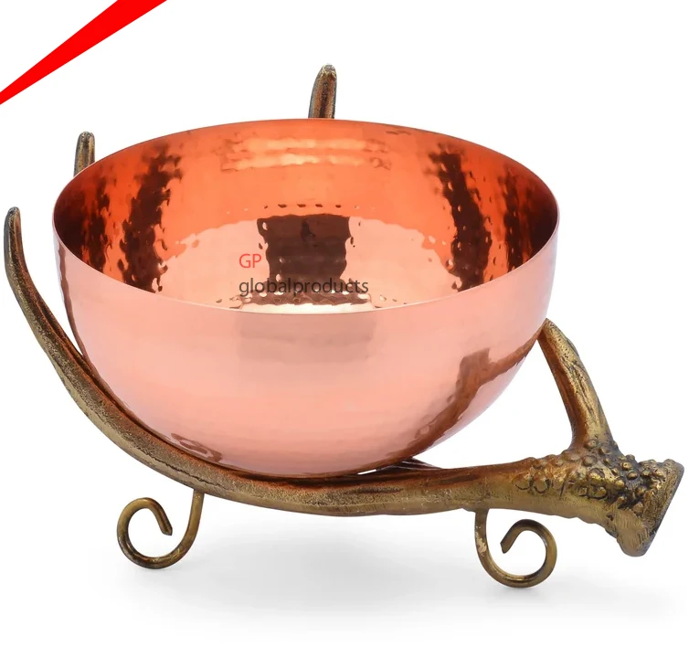 high quality copper plated metal serving bowl with high finished salad fruit kitchenware serving bowl decorative serving bowl