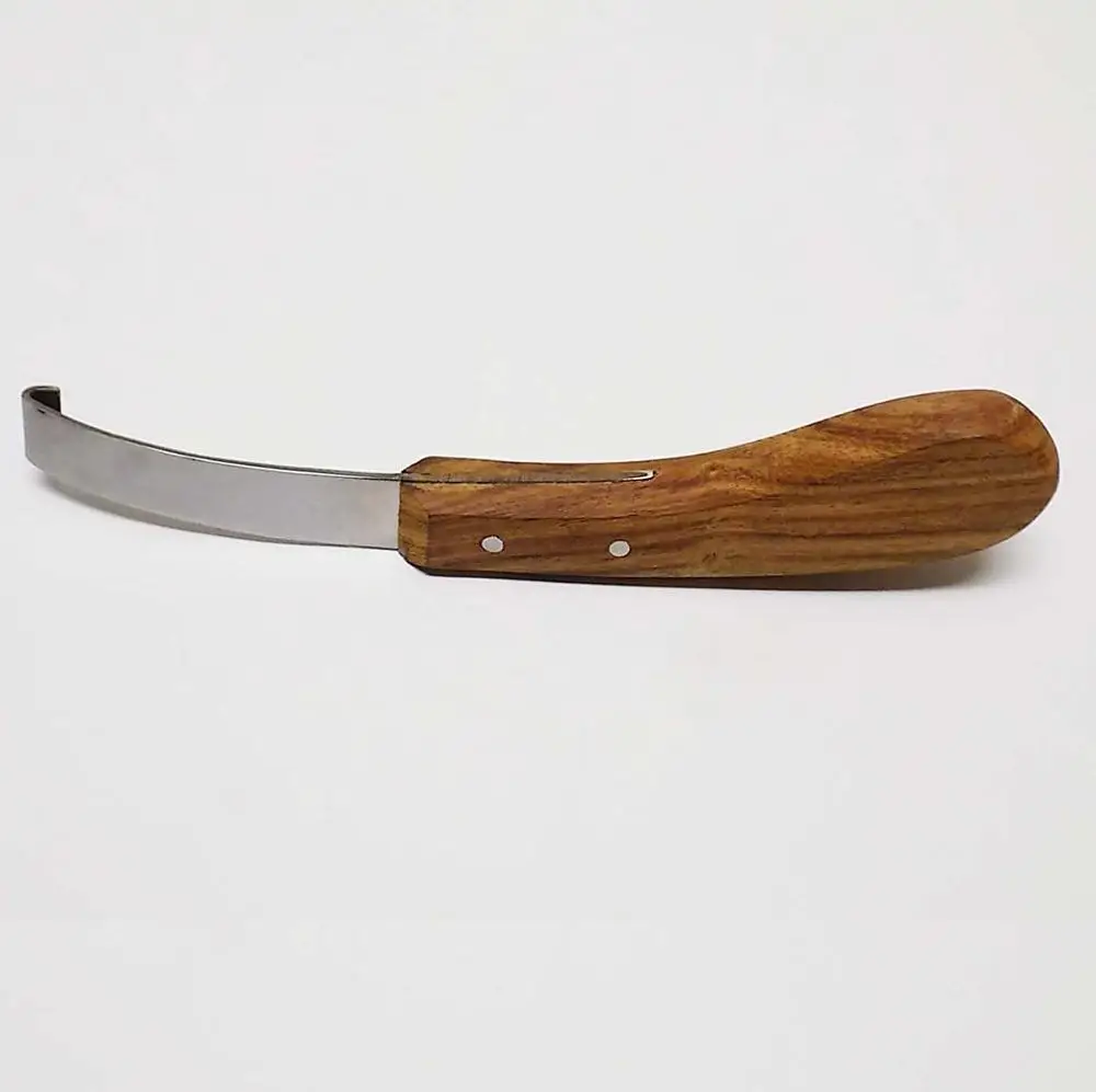 Hoof Knife Narrow Edge with Right Hand Wooden Handle Tasrou Brand Veterinary Mahersi