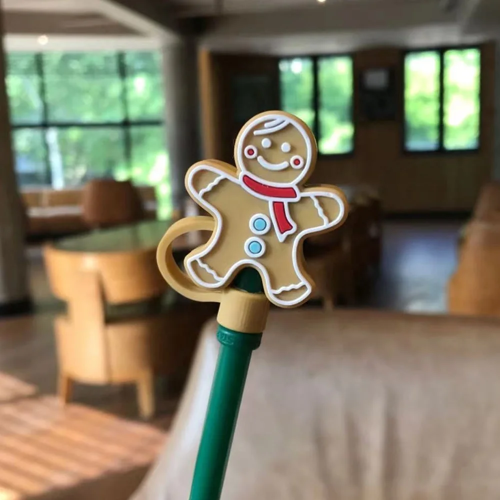 Reusable Silicone Straws Tips Dust Proof Plug Covers Caps Custom Christmas Straw Tip Cover For Decor