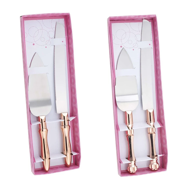 Cake knife with server shovel stainless steel blade easy to clean Marble print handle