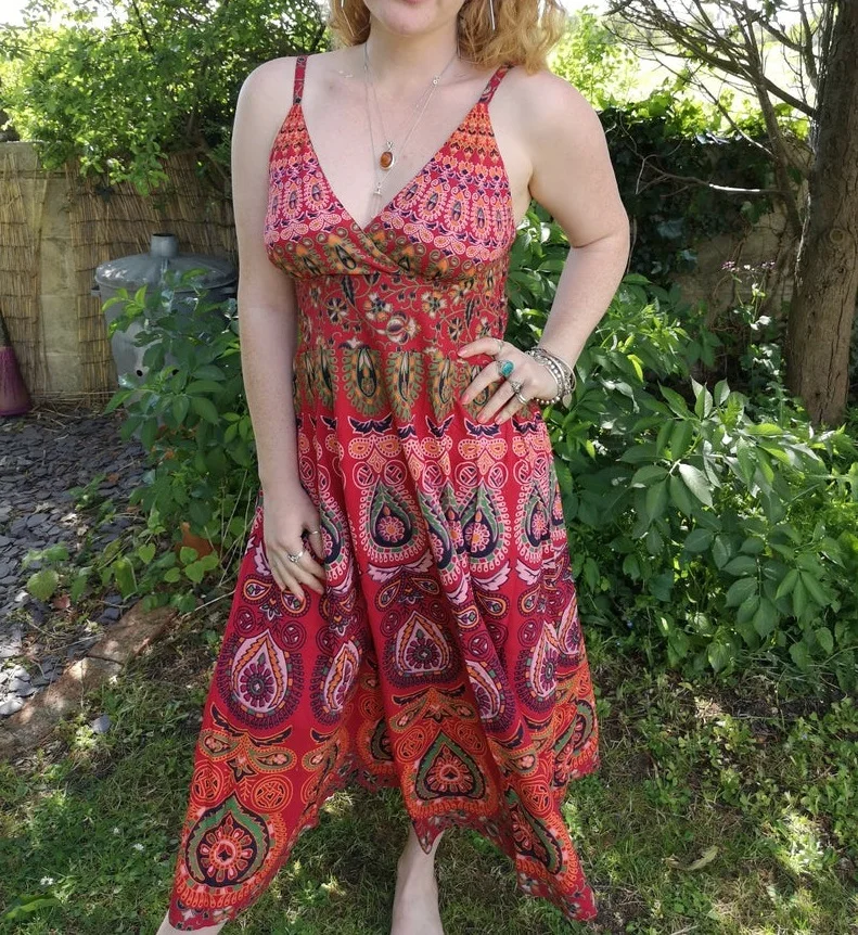 Bohemian Women Sun Dress Indian Boho Hippie Mandala Peacock Design Maxi Evening Dress