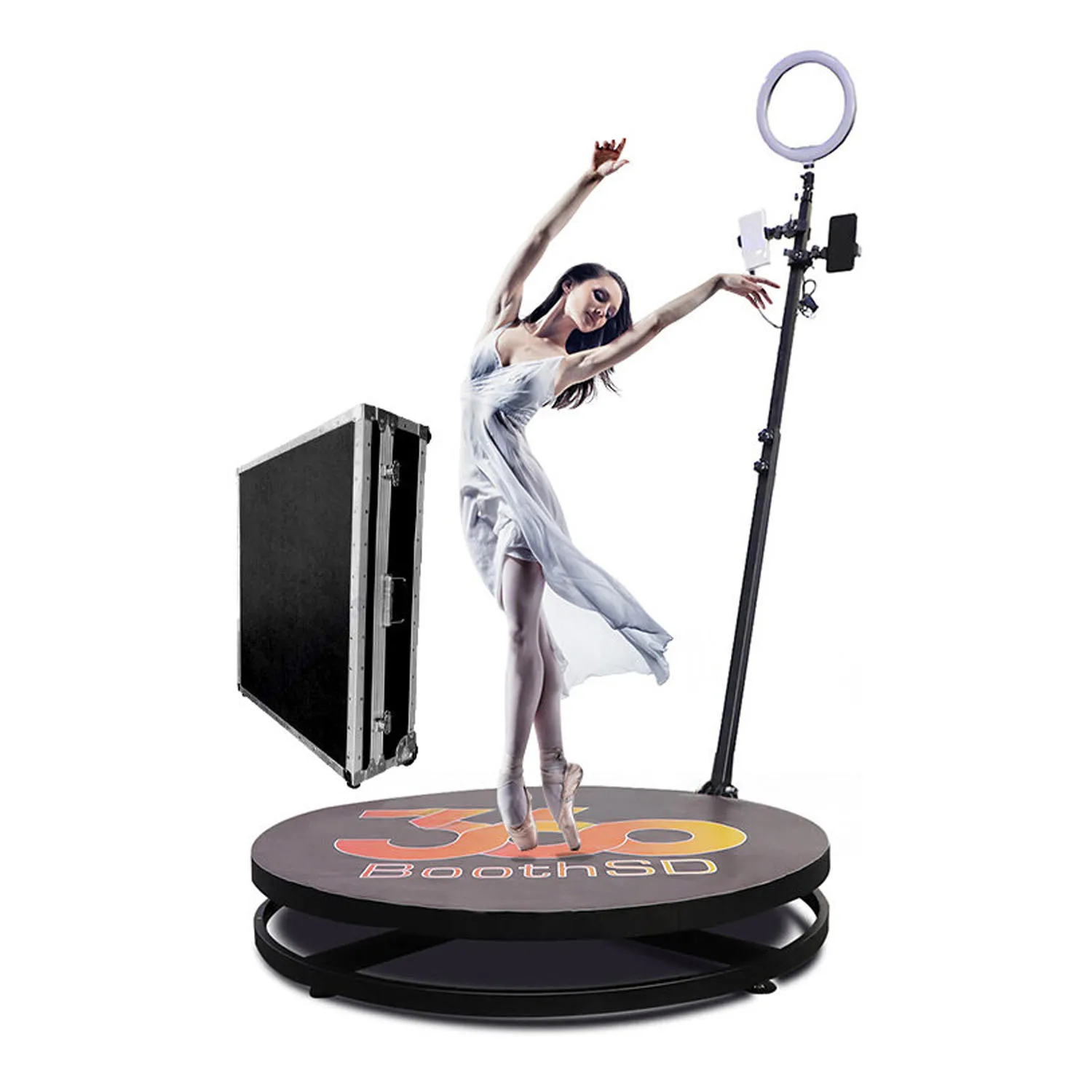 Video camera portable 360 degree photo booth wireless automatic rotating selfie wedding business photobooth