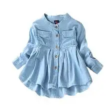 
Denim Jeans Shirts And Tops Export Oriented For Baby Girls From Bangladesh casual fashion full sleeve girls shirts 