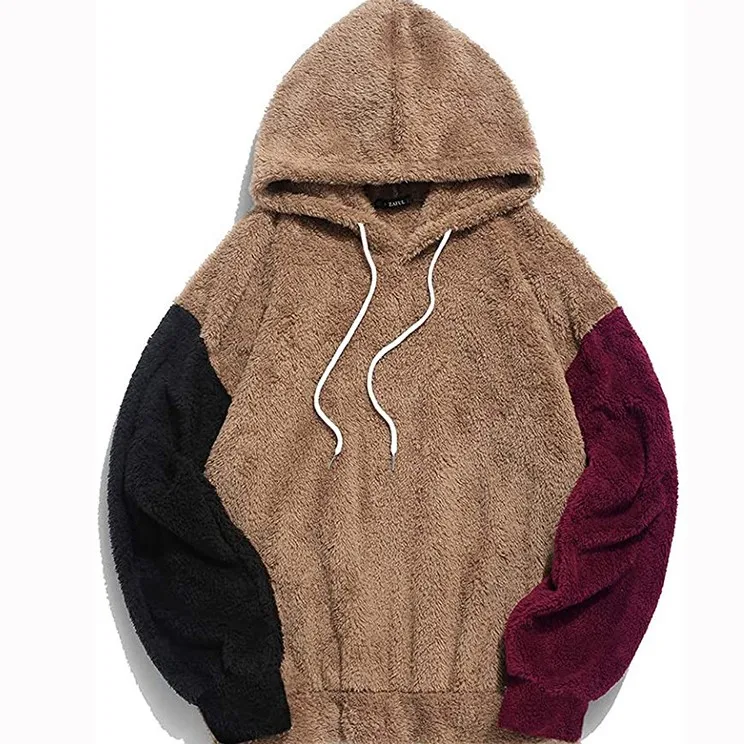 Winter Fuzzy Mens Hoodies With Drawstring Outdoor Casual Teddy Pullovers mens