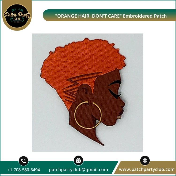 OEM производитель продает роскошные качественные «оранжевые волосы не переживают» афроцентрические нашивки с вышивкой