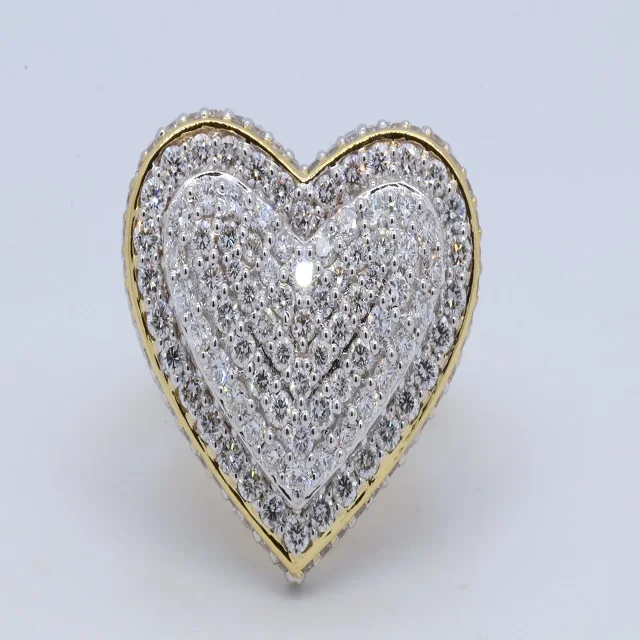 Big Diamond Ring IN 14K White Gold Luxury Fine Jewelry Real Diamond Wedding Engagement Ring Heart Shape Clsuter Diamond Ring