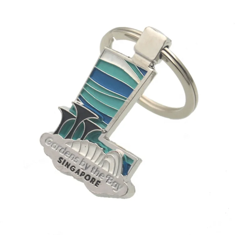 
Singapore Souvenir Metal Garden Shape Keyring With Enamel 