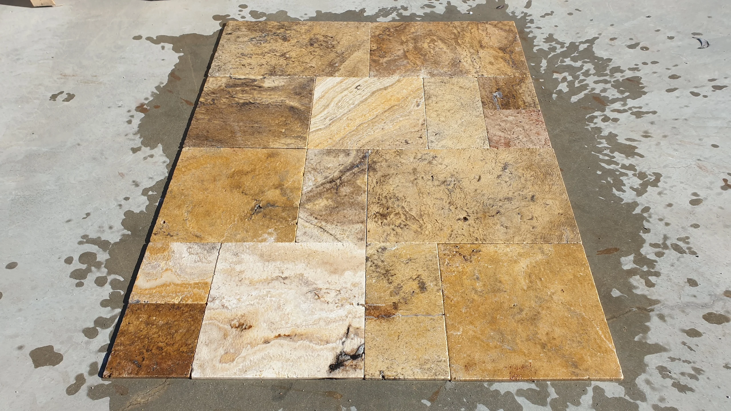 2023 Scabas Travertine French Pattern Set Tumbled New Model Product Premium Quality Turkish Model Made in Turkey CEM-FPT-08
