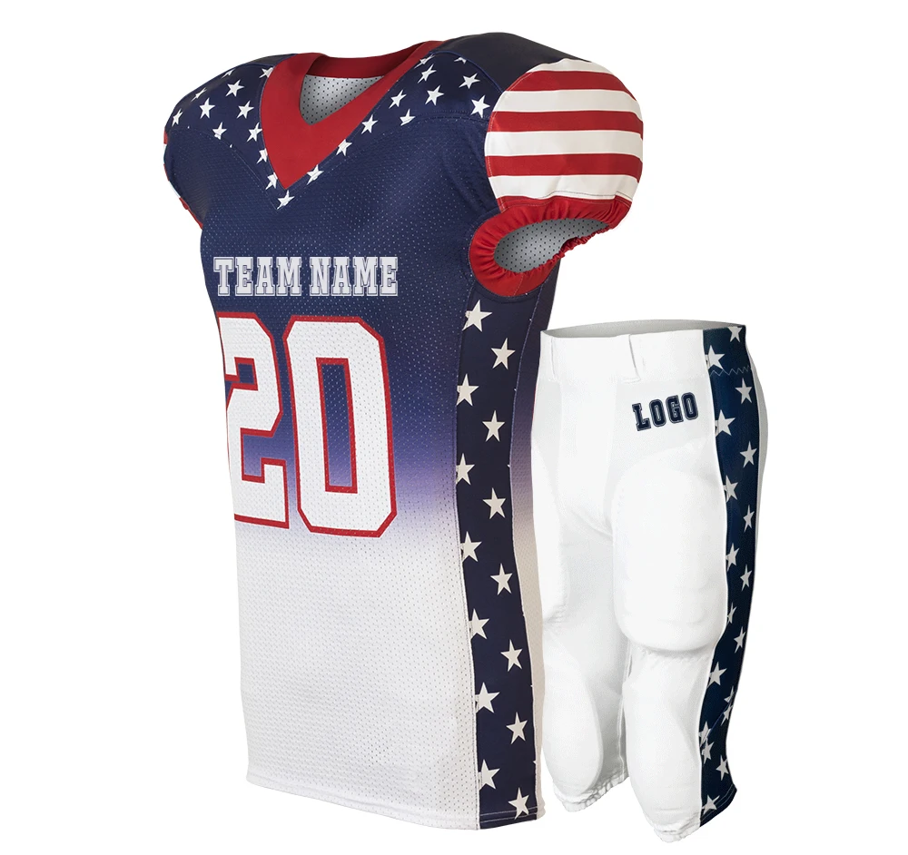 OEM customized kids purple practice game leaugue usa sublimation printing multi color american football uniform jerseys Set