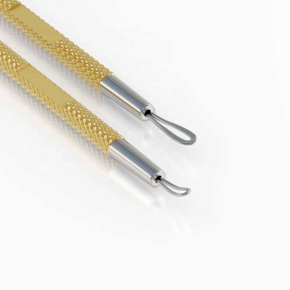 Natural Stainless Steel Whitehead Blackheads Remover Cleaner Come-done Extractor 2 in 1 Tool Gold Plated pimple Acne Removers