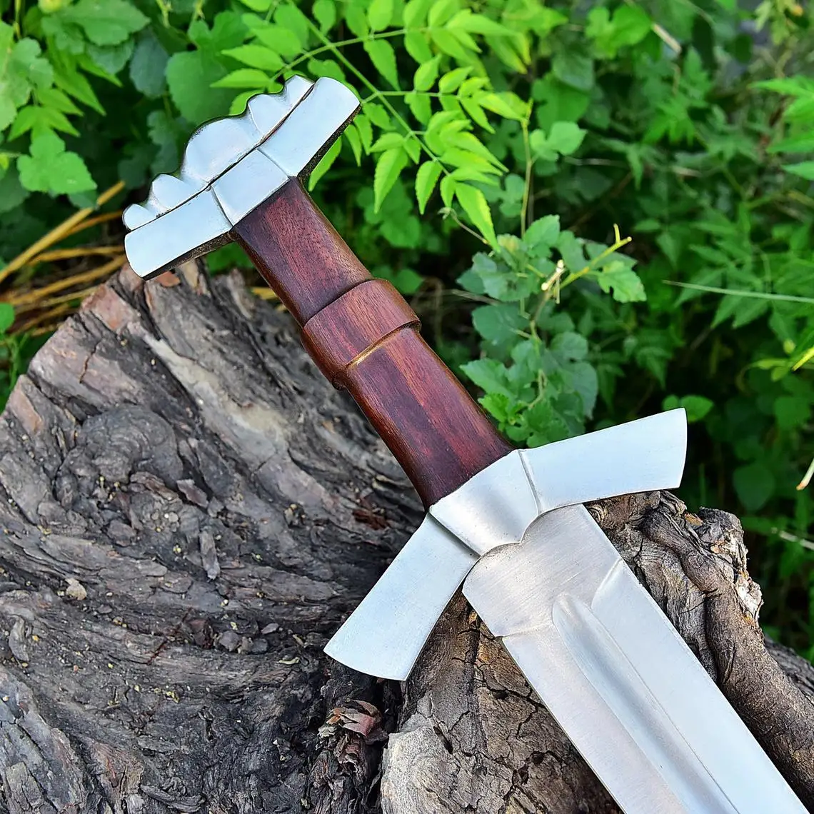 Custom Handmade Damascus Steel Viking Style Sword Longsword Double edge Gladius razor SHARP