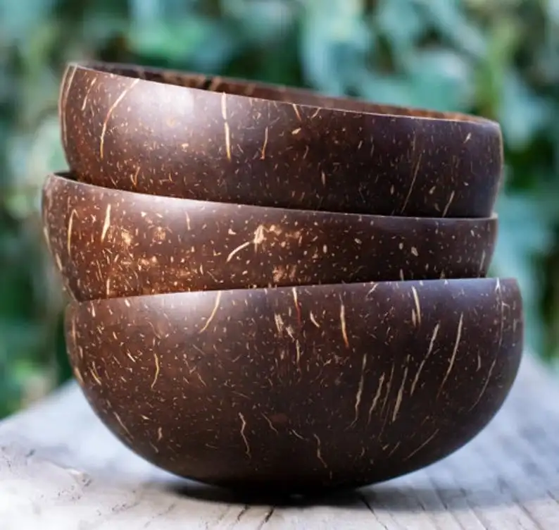 
CE Certification Hot deals Wholesale Coconut Bowls Spoons Dinnerware 100% Natural Customized logo coconut polished bowl Vietnam 