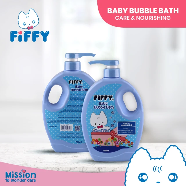  (750 мл x 2 бутылки) FIFFY Baby Bubble Bath гель для душа с алоэ вера и экстрактом огурца детский
