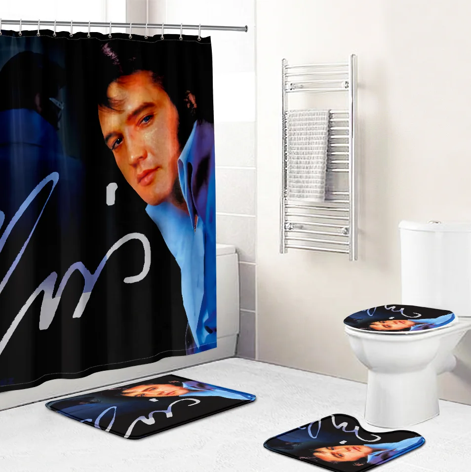 
Custom printed movie stars famous singers Shower Curtains with Matching Rug Set 
