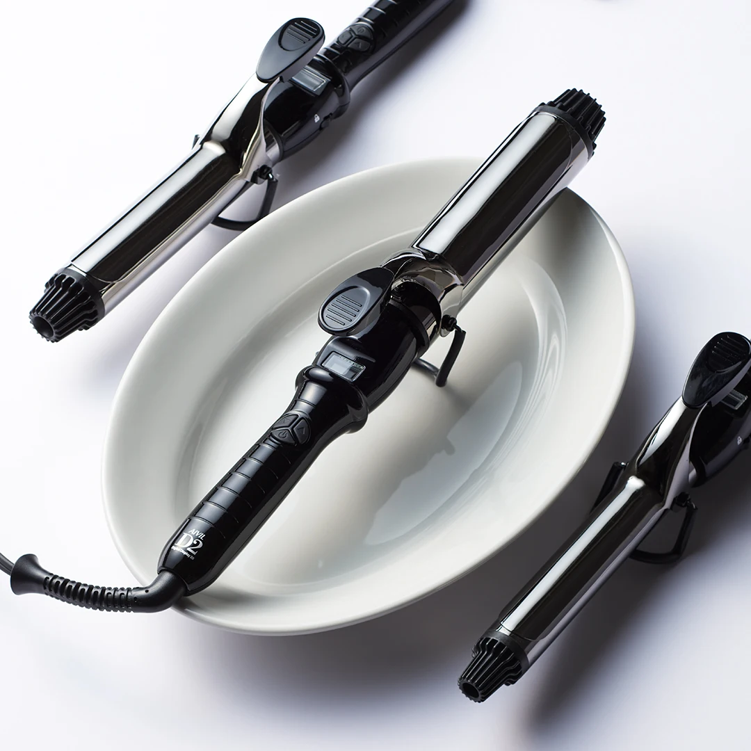 professional display light weight hair curling iron D2iron 25mm gold world voltage