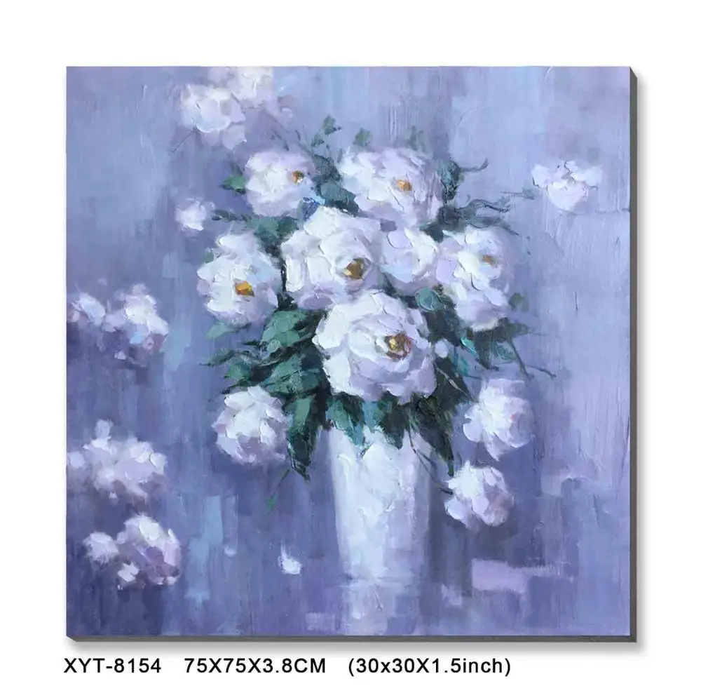 Абстрактная картина маслом на холсте с цветами