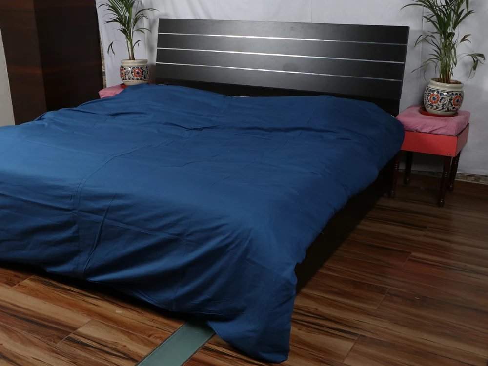 Royal Bedding Look Dark Bluish Pure Cotton Duvet Cover Bedsheet and Quilted Cover Cover HSGHGHD8996.