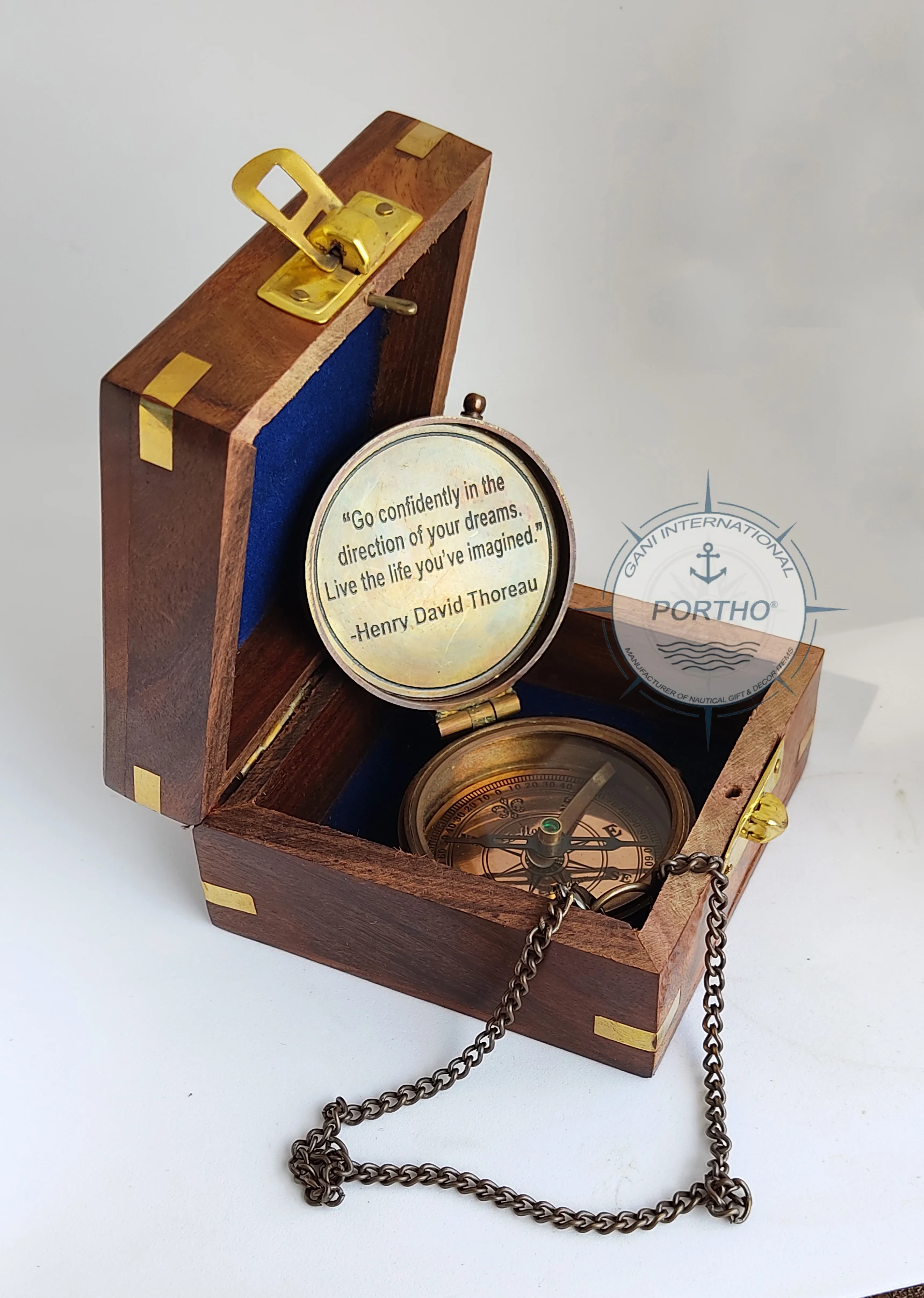  Antique Brass Birthday Compass With Wooden Box Pocket compass Best