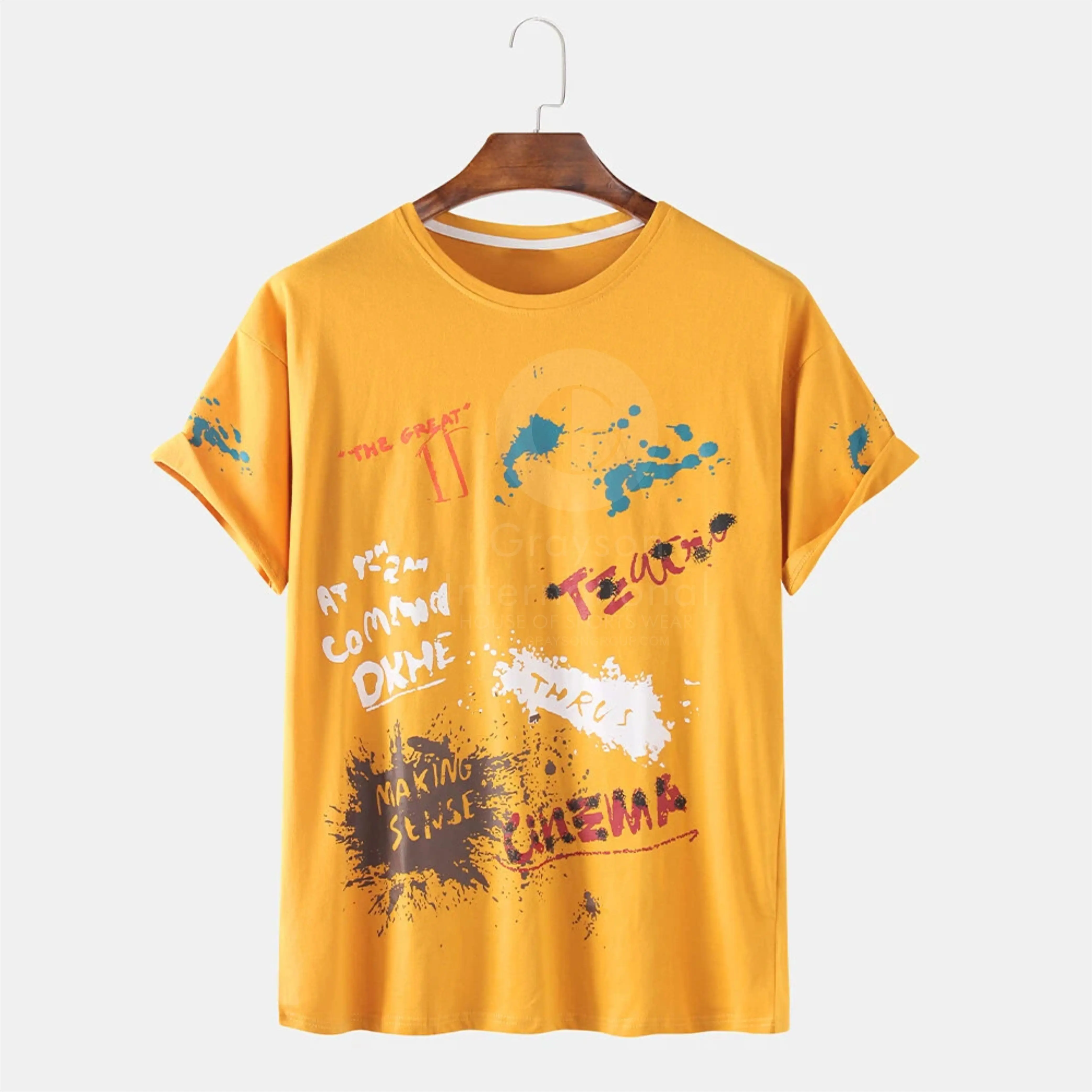 
 Новый дизайн моющаяся удобная мужская уличная одежда T Shi из 100% хлопка с круглым вырезом для спортзала простой Grayson international  