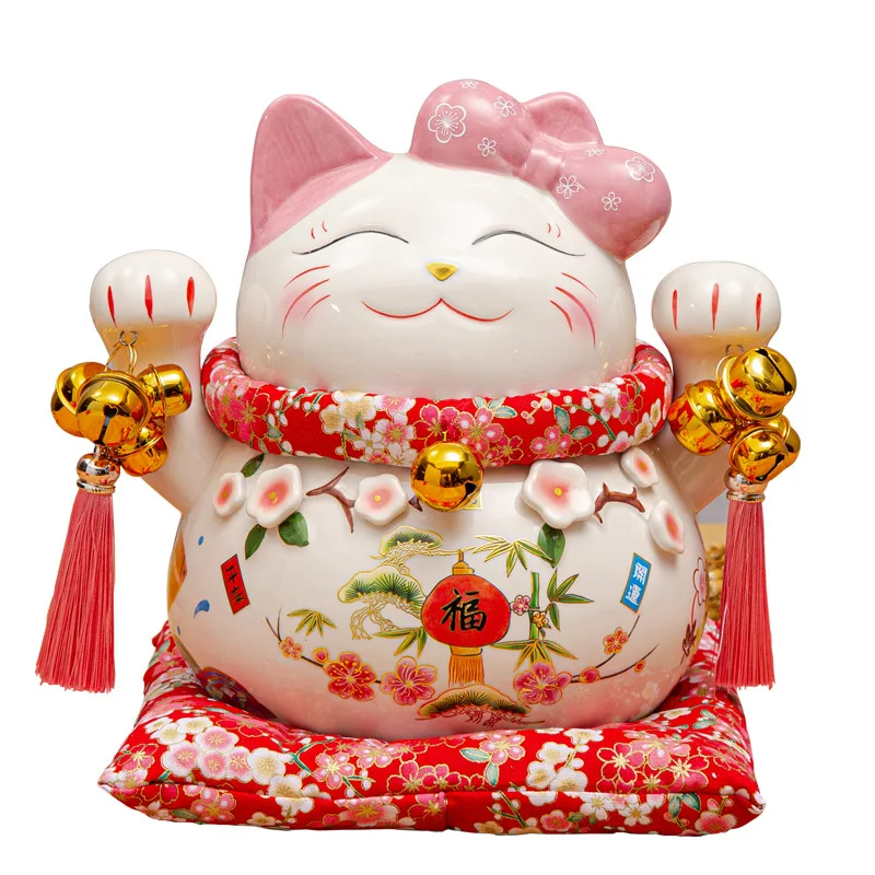  10 дюймов Ремесла керамические украшения Зодиака Lucky Cat манэки-нэко развевающийся фарфоровые