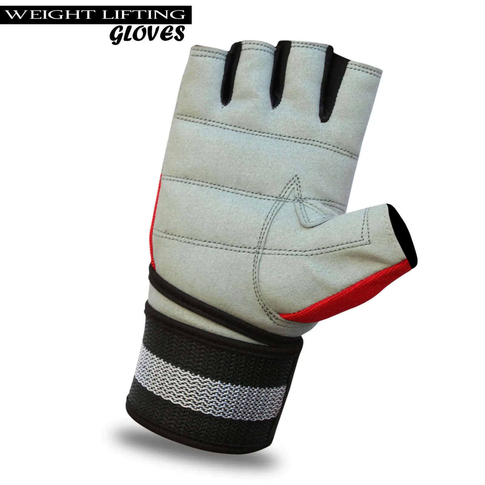 
Wrist Protector Compression Band Half Finger Gym Weightlifting Gloves Outdoor Sports Breathable Gym Training Red Gray Gloves 