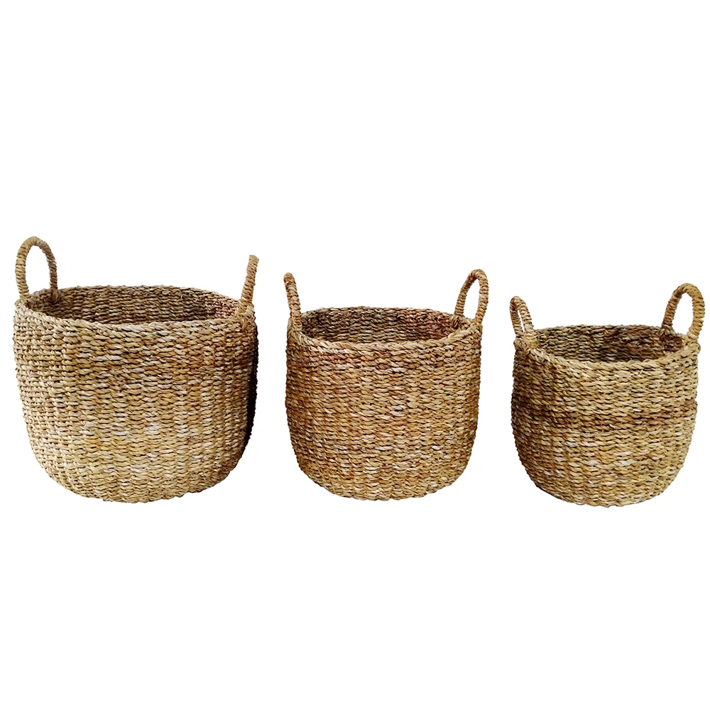 Hot selling products of Eco friendly biodegradable natural plant fiber seagrass basket Bangladesh