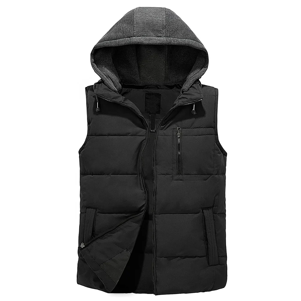 Custom Puffer Vest Men Quilted Winter Padded hooded Sleeveless waistcoat Gilet for Casual gilet Work Travel Outdoor OEM