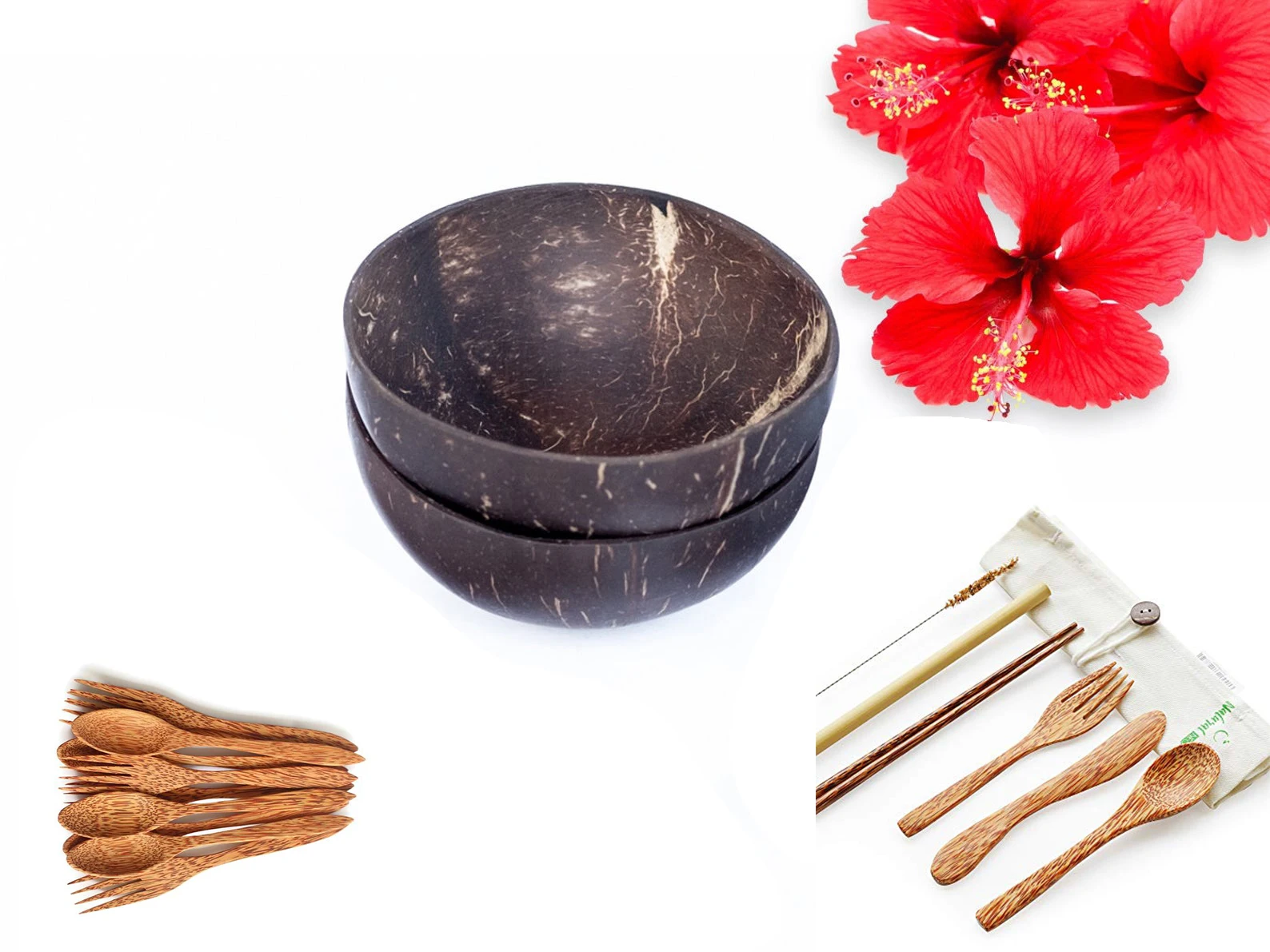 2024 Coconut Bowl And Spoon Pork Customized Logo Competitive Price Coconut Shell Bowl Set from Vietnam Top selling on Amazon amazon top seller Hottest Products