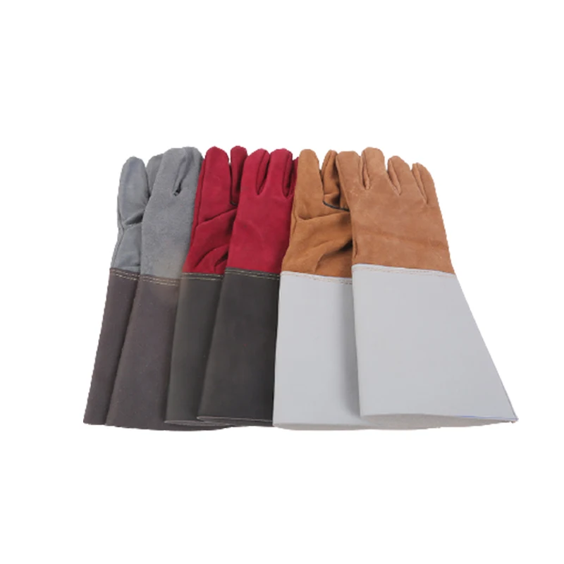 46cm Welder Working Gloves Extra Long Thicken Heat Resistance Fire Resistant Cow Leather Argon Arc Welding Gloves
