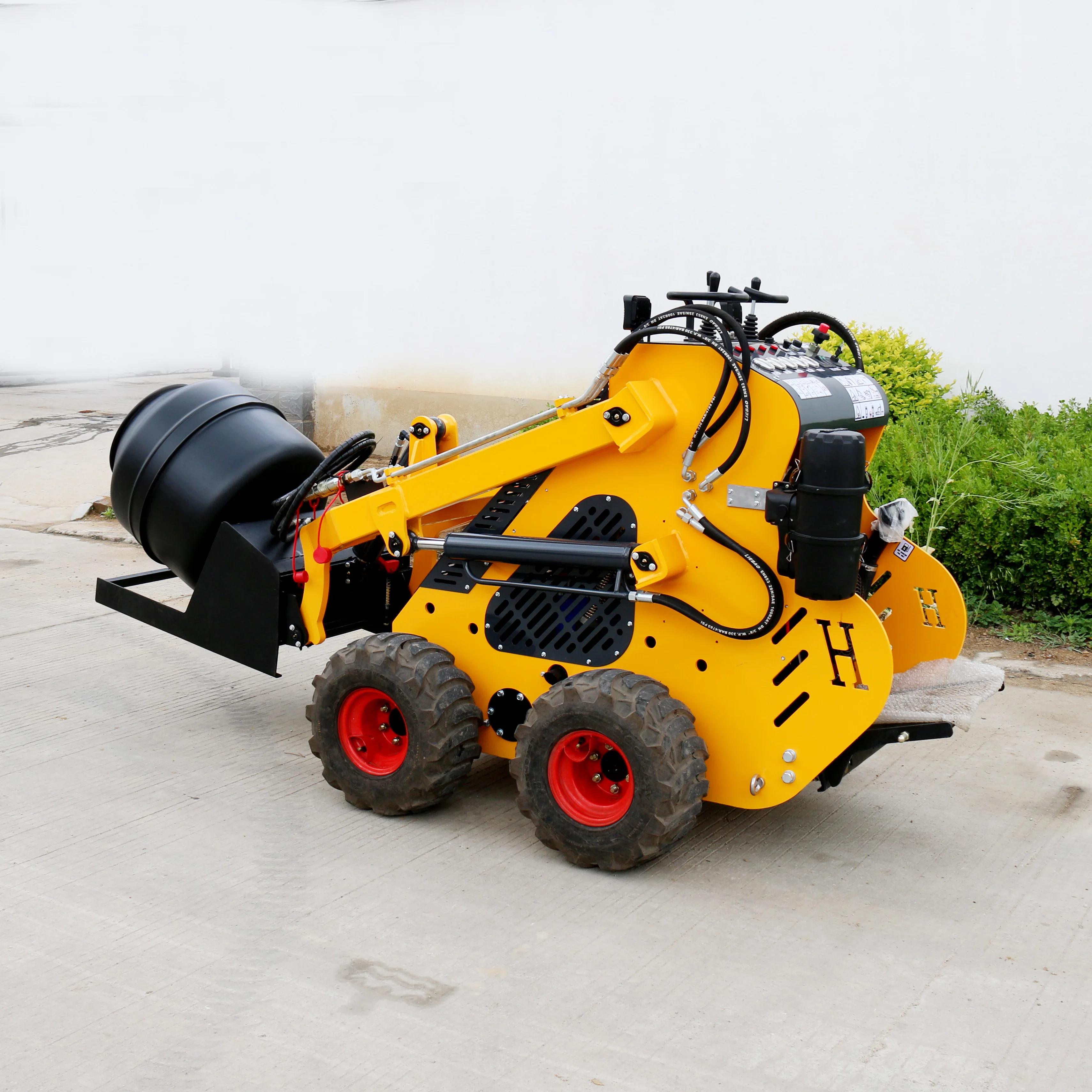 
steer skid loader attachment small construction using concrete mixer 