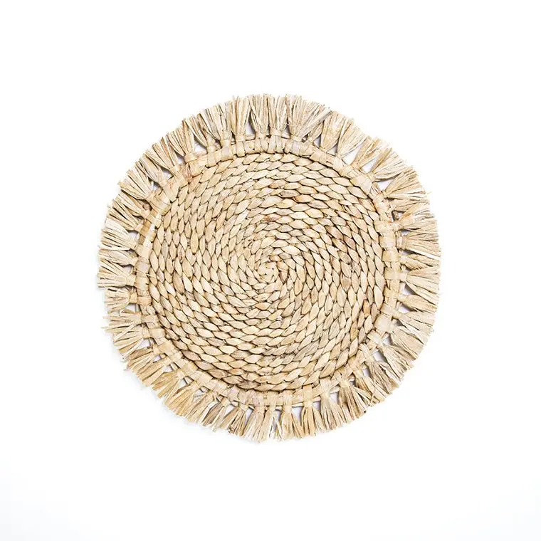 Handwoven Water Hyacinth Placemat Round Straw Placemats with Tassels Mats & Pads Raffia from Vietnam