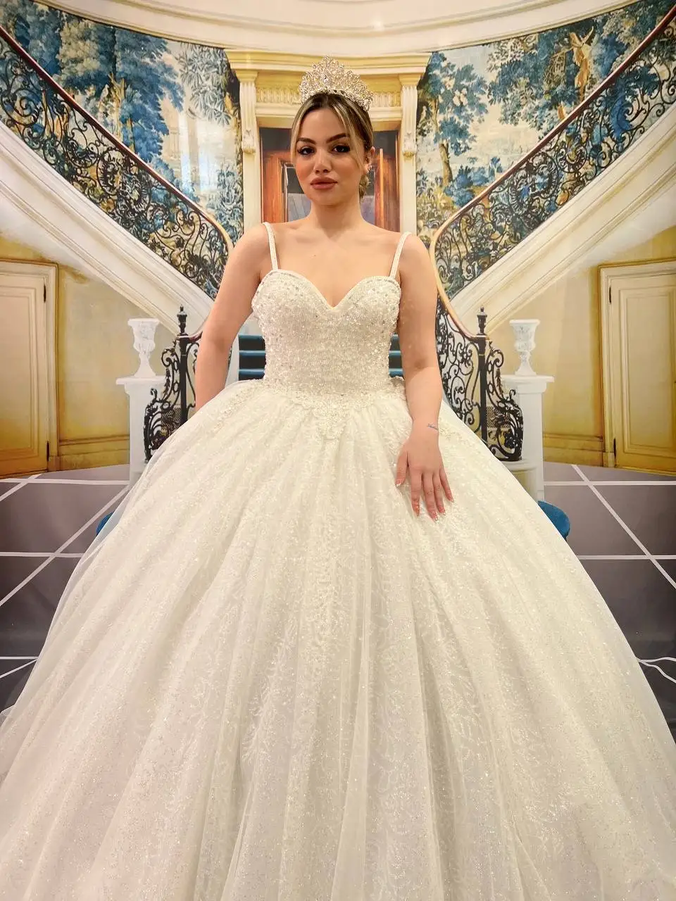 Turkish Woman Wedding Dress Bridal Gown Elegant Long Party Dress Evening Dress Chiffon Tulle Satin Luxury High Quality