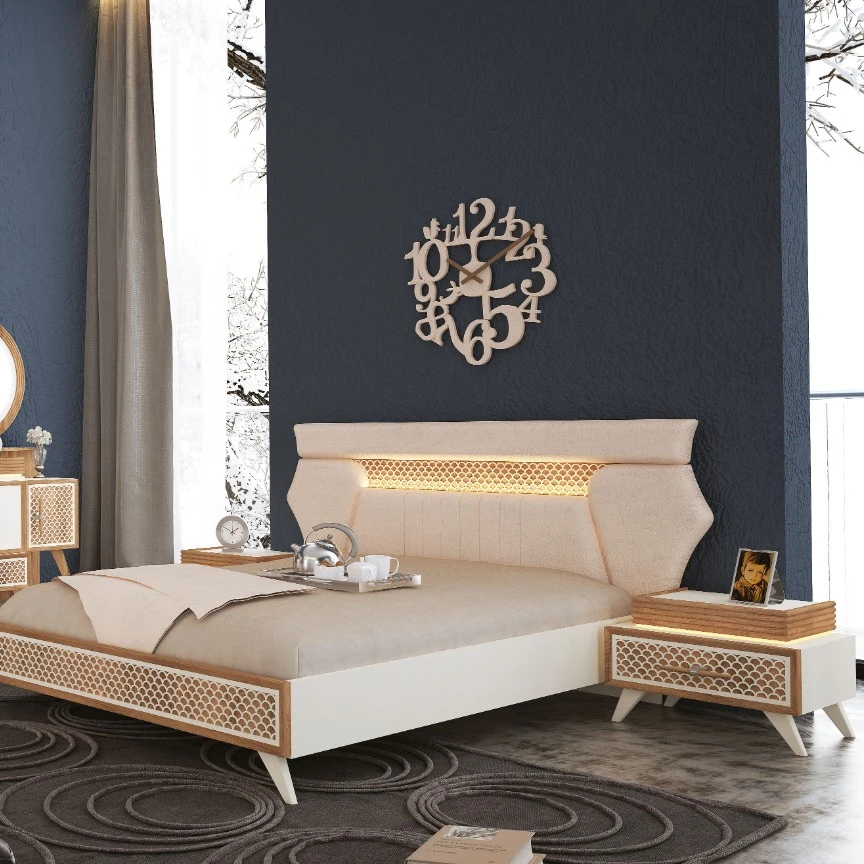 Bedding room high quality TURKEY inegol eating room furniture mdf ottoman new design bed home modern custom interior sofa living