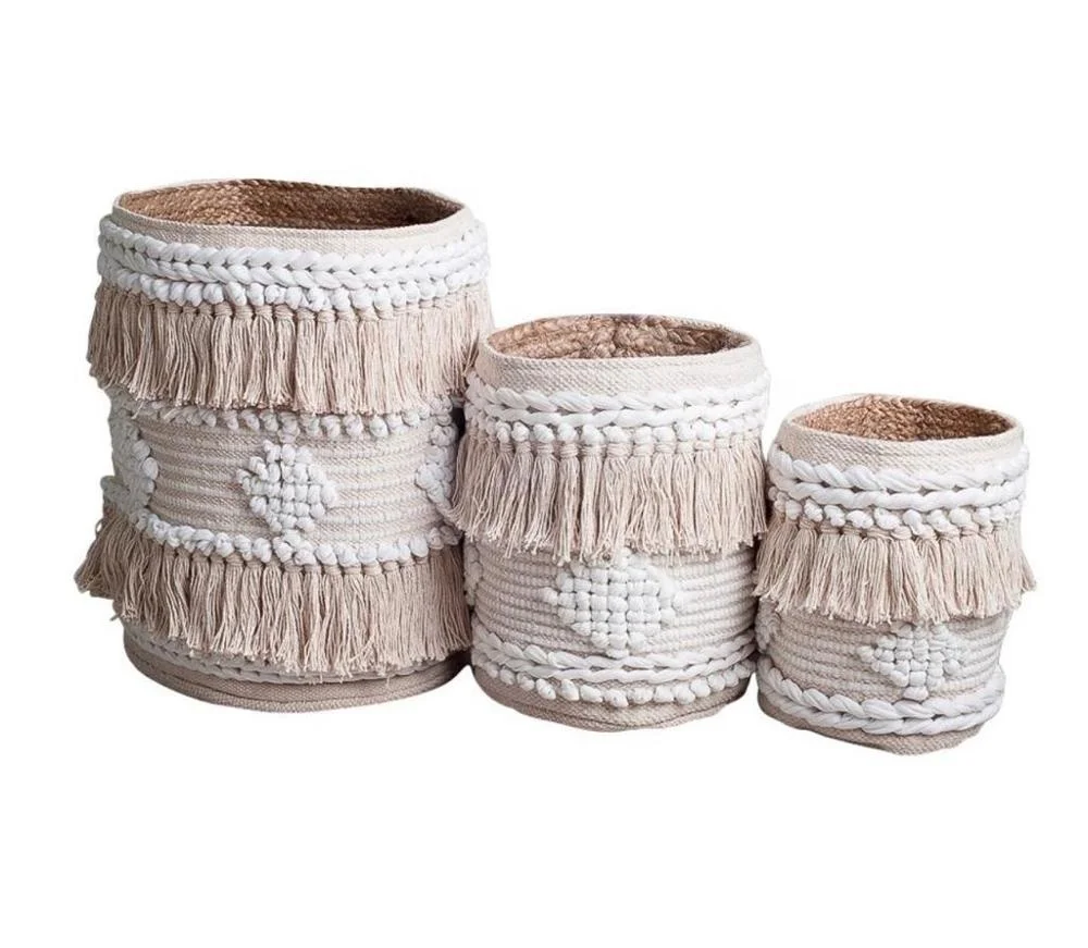 Cotton home decorative woven rope storage basket