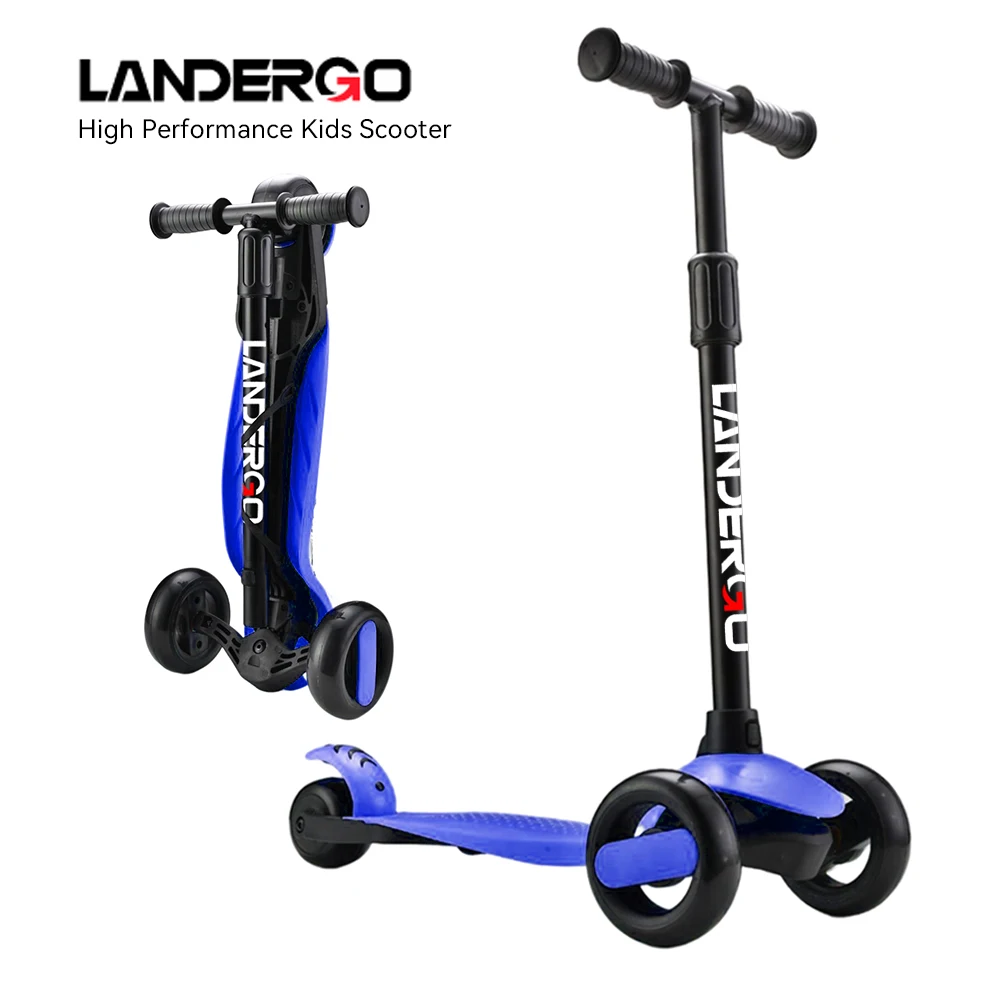Landergo Wholesale Kids Scooter Led Foldable Adjustable Height Kids Kick Scooter With 3 Flashing Wheels