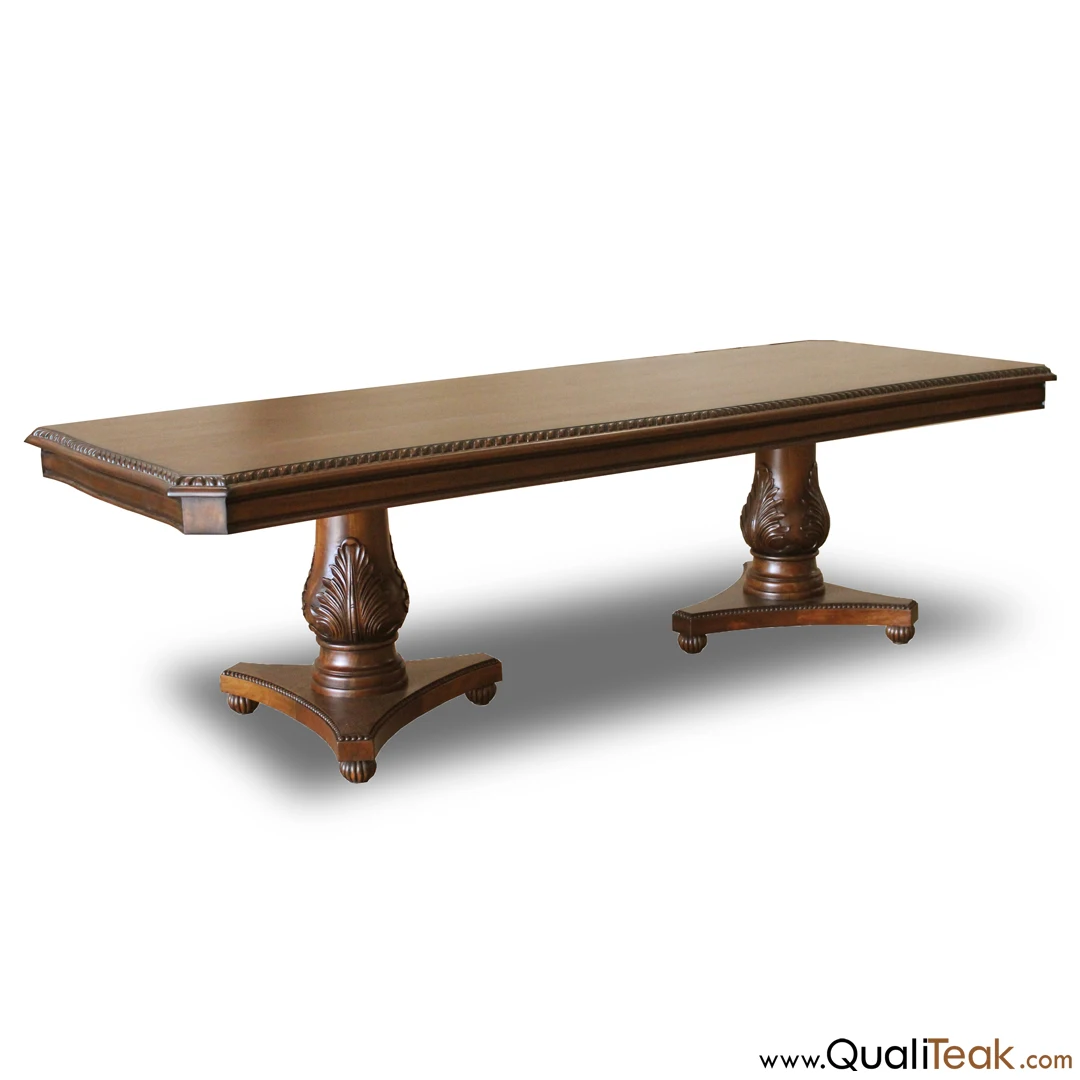 Antique dining table and chairs set solid mahogany wood linen upholsery