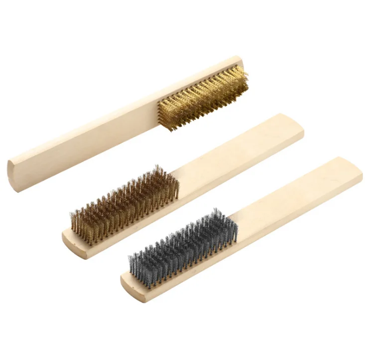 Щетка из медной стальной проволоки с деревянной ручкой 6*16 щетка нержавеющей стали для шлифовки и удаления ржавчины